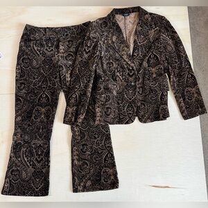 VTG Mixit Paisley Corduroy Blazer & Pants Set Size 10 Y2K academia